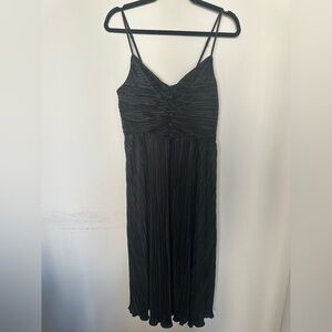 SHEIN Black Pleated Ruched Spaghetti-Strap Maxi Dress